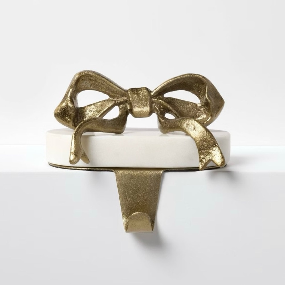 Marble and Metal Bow Christmas Stocking Holder Gold - Threshold Studio McGee